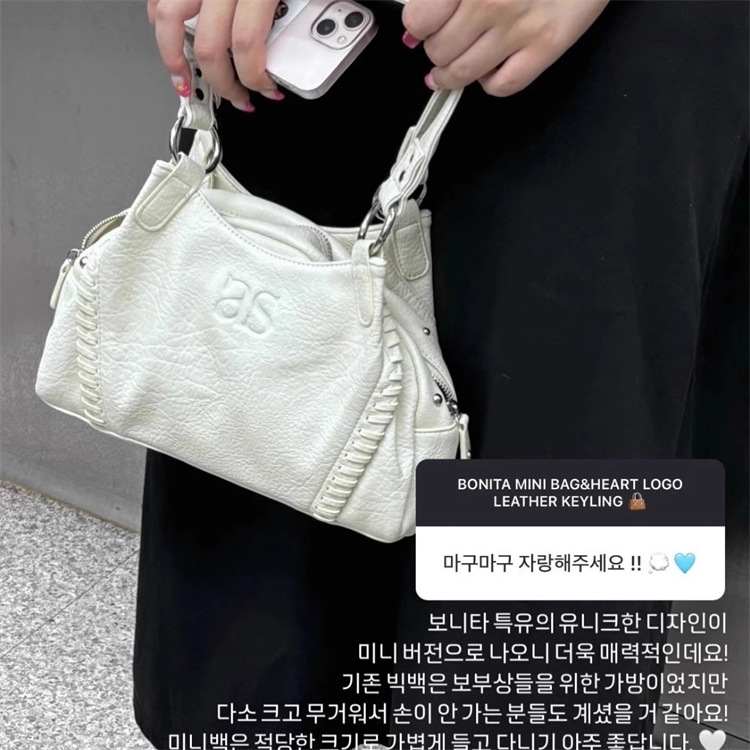 Aason hobo bag blogger South Korea 24FW leather motorcycle retro one shoulder underarm bag large capacity handbag