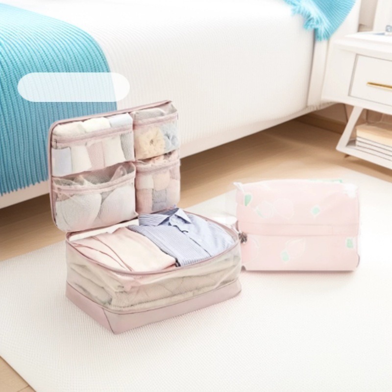Multifunctional All-In-One Travel Storage Bag with Five Compartments for Sorting Clothes and Underwear, Portable Large-Capacity Luggage Bag