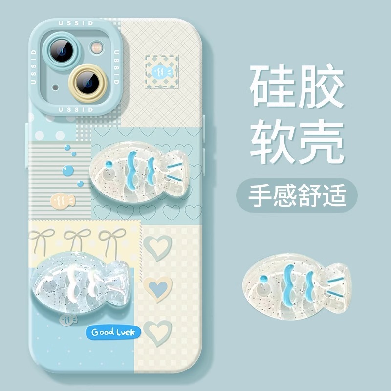 立体的な海の魚のデザインのiPhone 17 Pro Max用スマホケース、iPhone 17 Pro、可愛いiPhone 16 Pro用フルカバーシリコンケース、Air対応|undefined