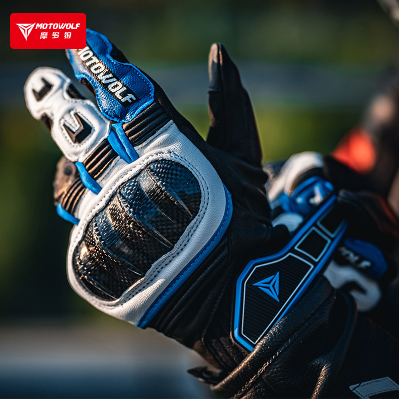 Motocicleta Riding anti-caída guantes de cuero de protección al aire libre pista de fibra de carbono mano Knight guantes de carreras de cuero de protección