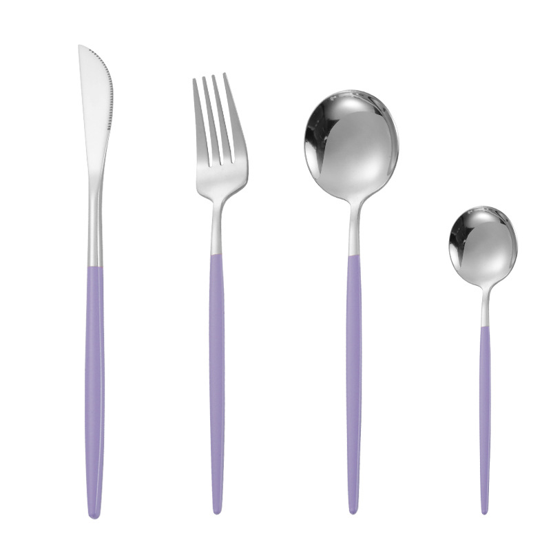 Cuchillo de filete occidental, tenedor, cuchara de postre Vajilla transfronteriza de 4 piezas Amazon Acero inoxidable portugués cuchillo, tenedor y traje de cuchara