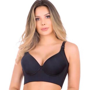 Cross-Border Large Size Glossy Seamless Sexy Intimates Women's Push-Up Breast-Retracting Deep V Bra Anti-Sagging Underwired Bra