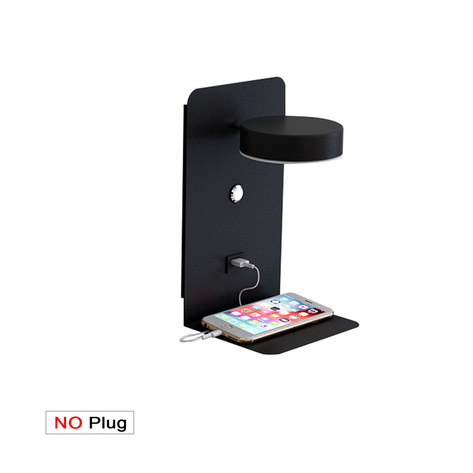 Lámpara de pared táctil de tres colores electrodeless atenuación USB recargable LED Lámpara de lectura de luz de lujo minimalista dormitorio lámpara de noche 12W