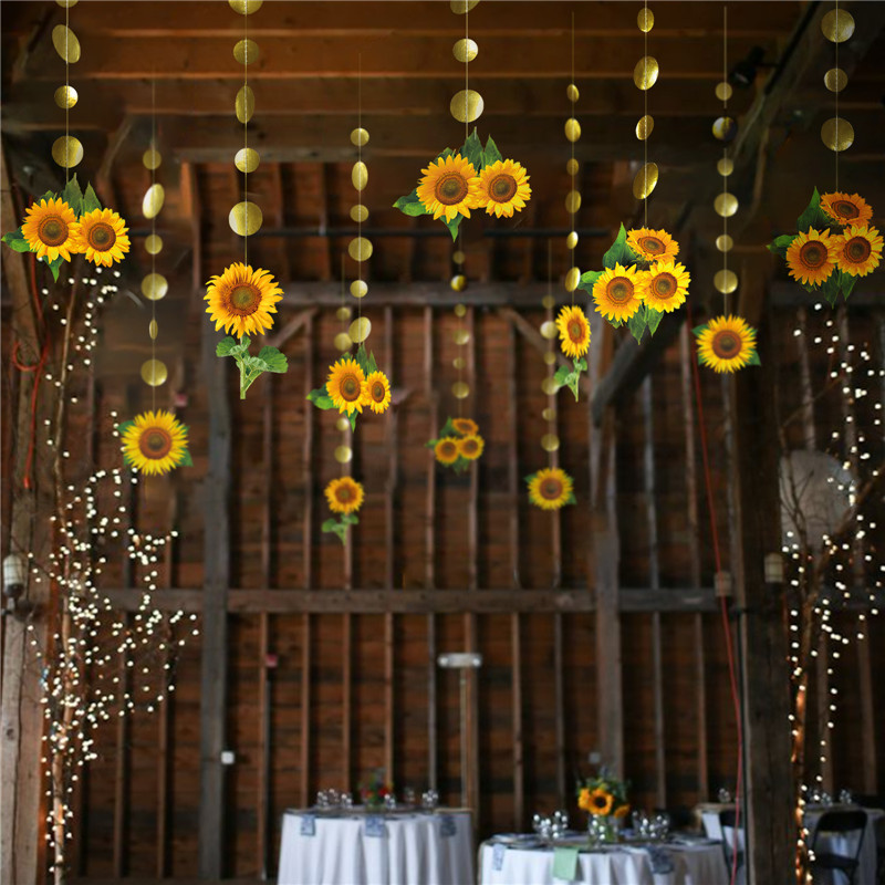 Sunflower garlands for children's playground ceiling decorations, used for shopping mall store window displays, hanging flags with wire.