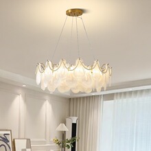 法式水晶吊灯轻奢温馨浪漫艺术珍珠贝壳灯创意玻璃设计感客厅吊灯