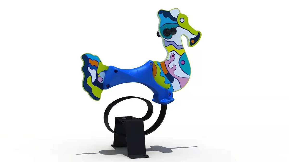 Caballo de Troya al aire libre caballo mecedora para niños individuales y dobles primavera de dibujos animados sacudiendo Yaole instalaciones de entretenimiento Balancín comunitario multifuncional