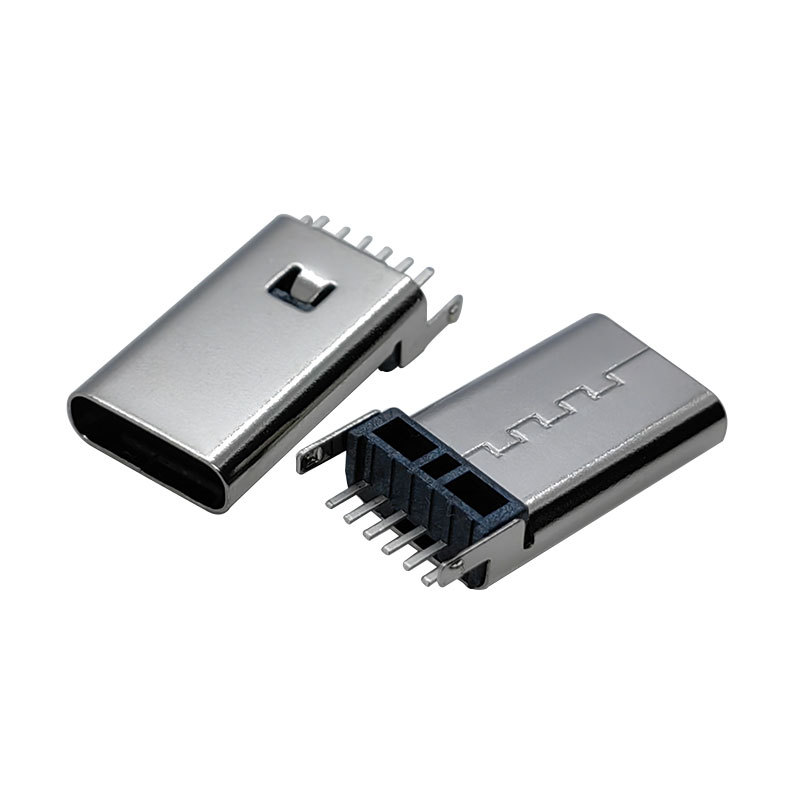 Type C母座6P立式插板加長H15.0快充USB連接器二腳直插typec插座