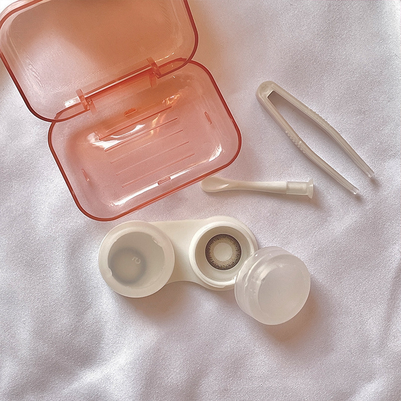 Contact Lens Case, Oval Colored Lens Case, Companion Care Box, Flip-Top Press-Type Double Box, Spring-Loaded Storage with Spring Lid