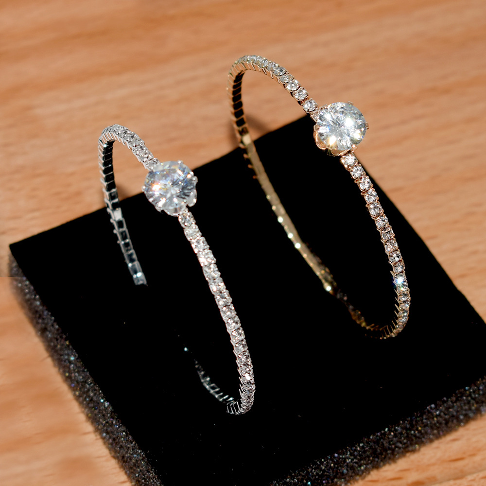 Simple Style Round Alloy Rhinestone Plating Inlay Zircon Womenu0027S Bangle 1 Piece