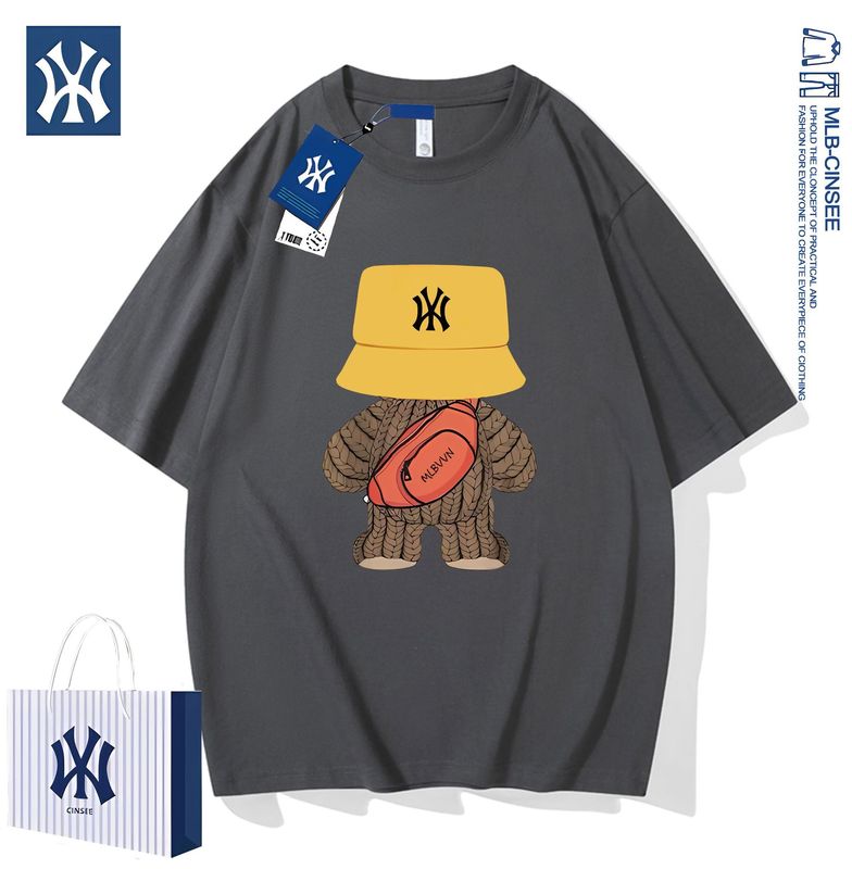 2025 夏 MLB&NY ファッション多用途ピュアコットン Tシャツメンズトレンディブランドライト高級漫画プリントユニセックス半袖|undefined