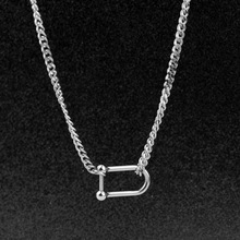 不锈钢项链 新发U扣不对称锁骨链颈链 抖音网红主播同款项链饰品