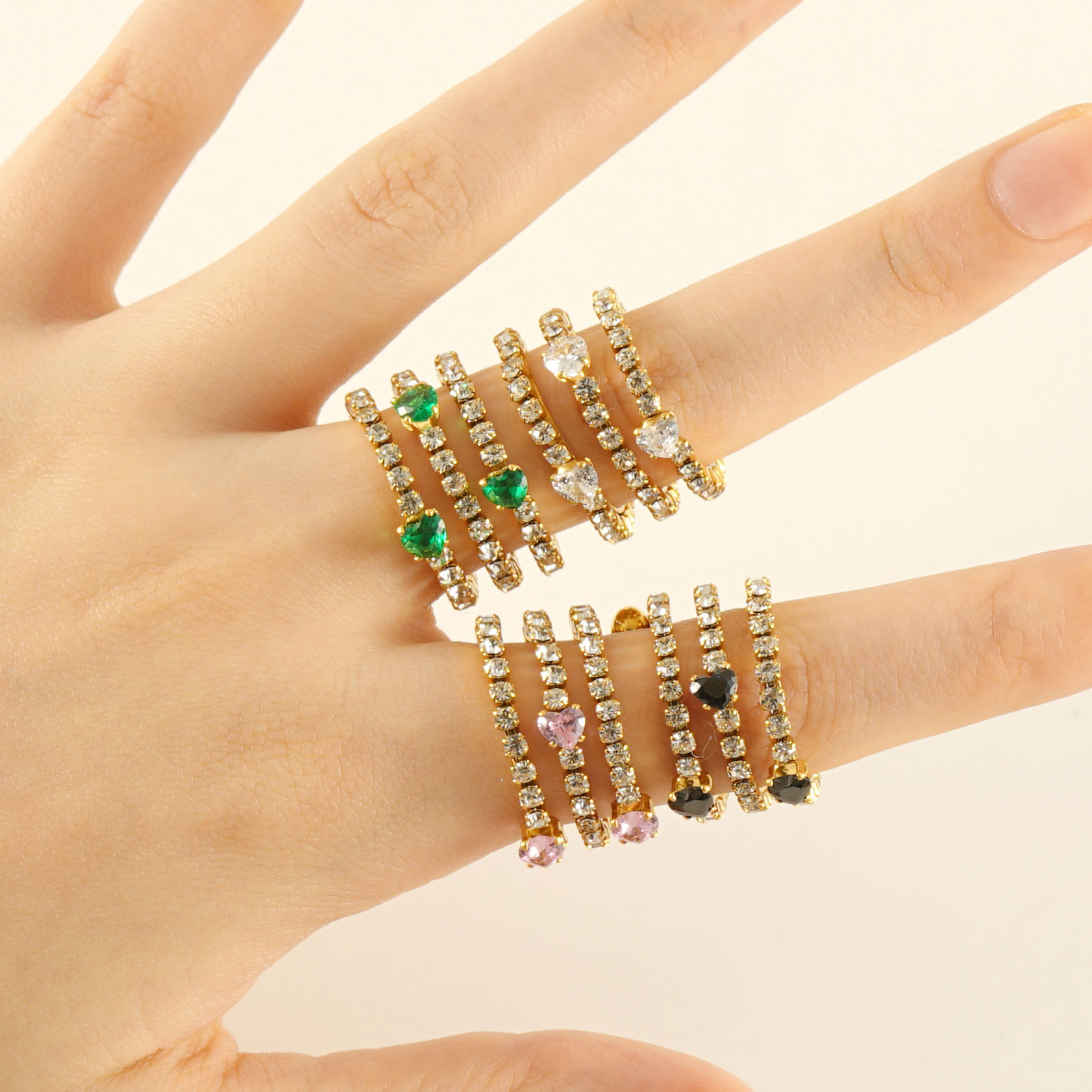 Elegant Simple Style Geometric Titanium Steel Zircon Rings display picture 10