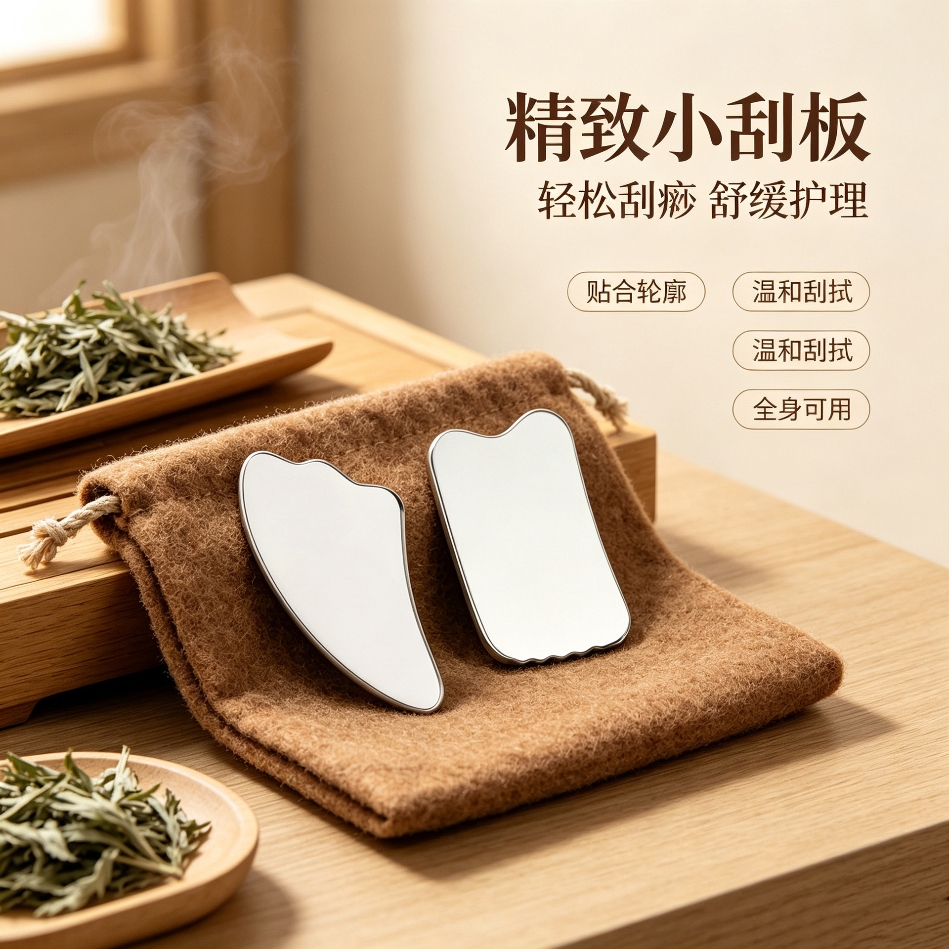 筋膜刮痧板不锈钢筋膜刀肌肉放松按摩刮痧多功能工具小三角小元宝