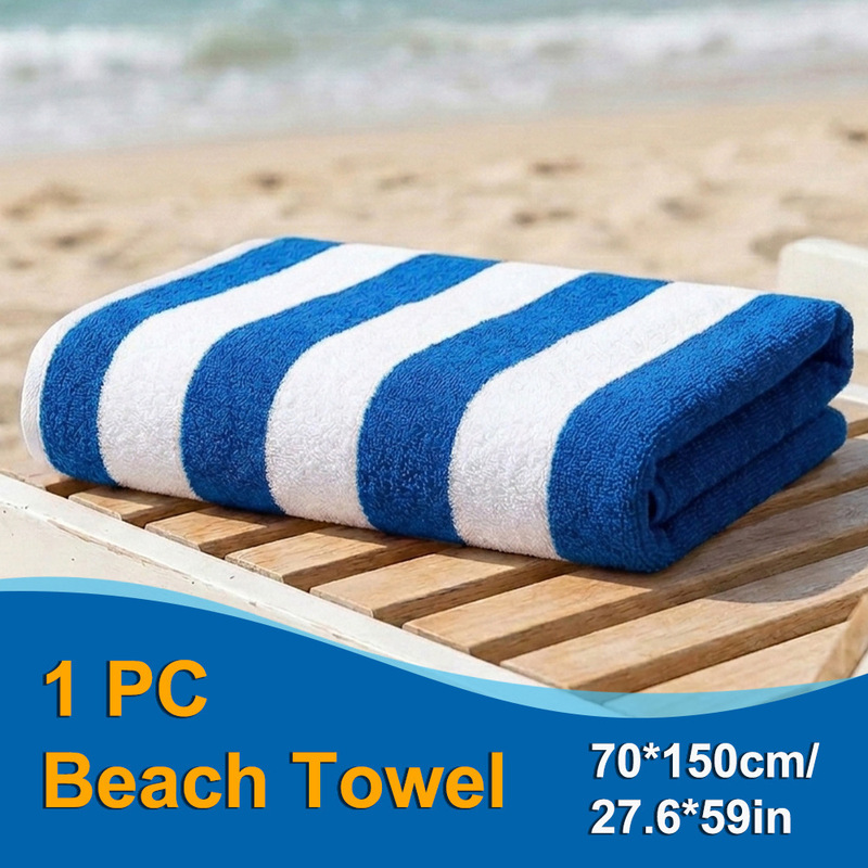 Cross-border multi-color striped pure cotton beach towels wholesale and dropshipping, hotel pool bath towels, thickened and absorbent, exclusively for foreign trade Cross-border multi-color striped pure cotton beach towels wholesale and dropshipping, hotel pool bath towels, thickened and absorbent, exclusively for foreign trade