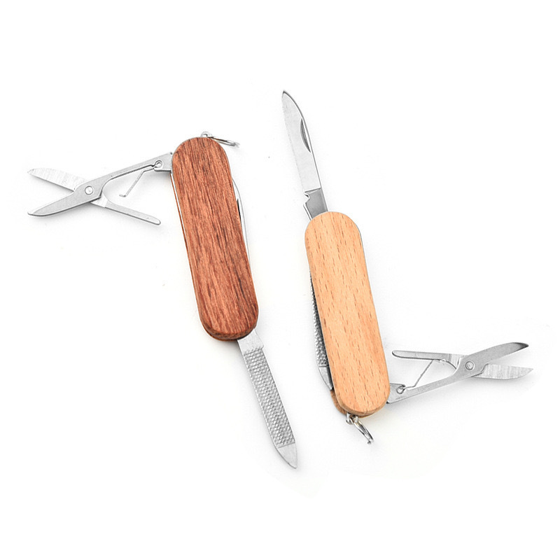 Factory direct multi-function knife Swiss knife folding knife key hanging three wood chip knife