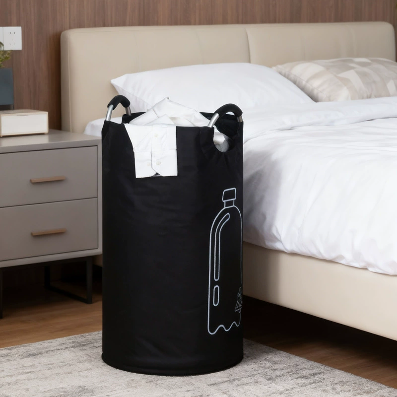 Foldable Laundry Basket, Aluminum Handle, Waterproof Tall Bottle Recycling Bin, Handheld