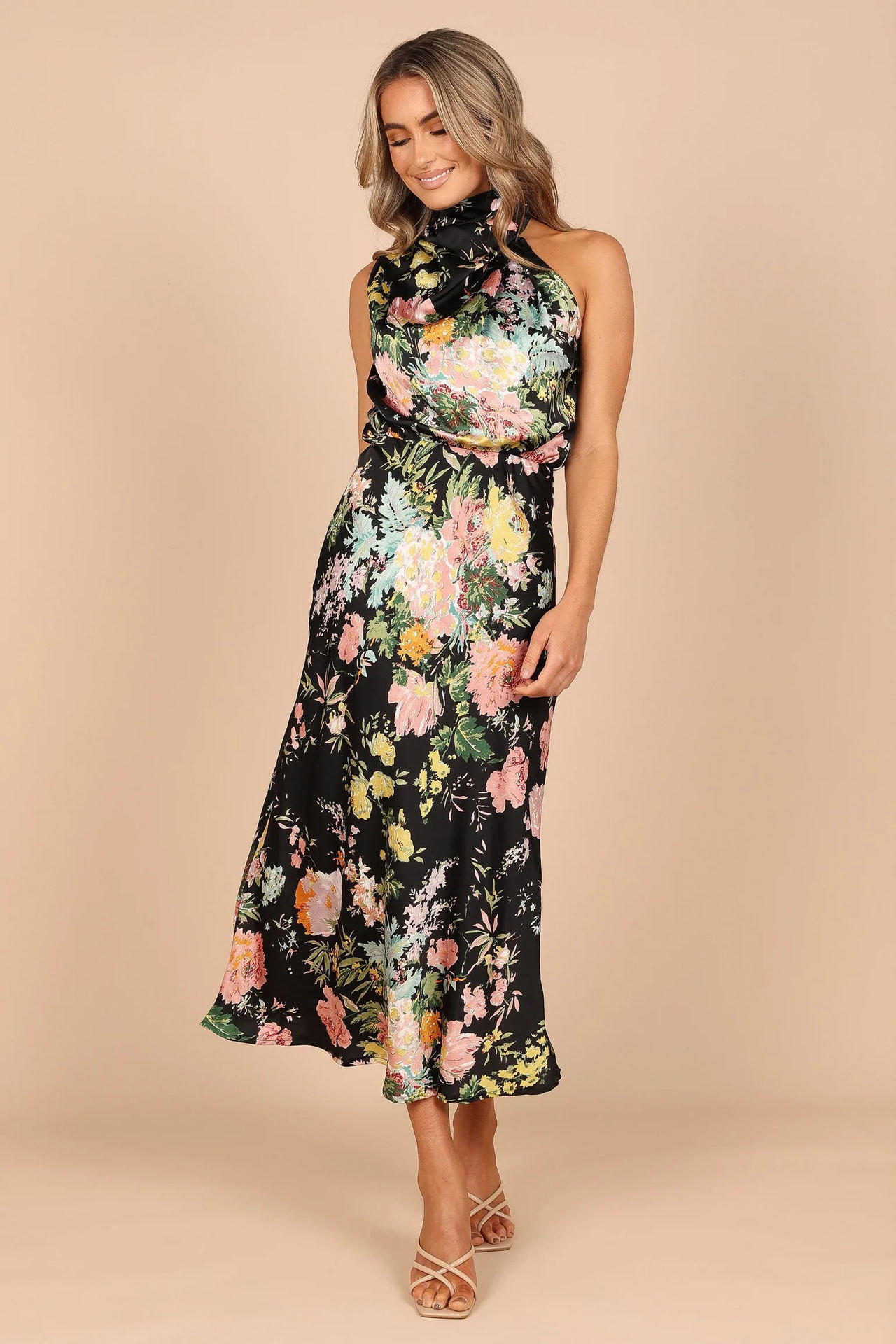 Women's Regular Dress Elegant High Neck Printing Sleeveless Flower Midi Dress Daily display picture 16