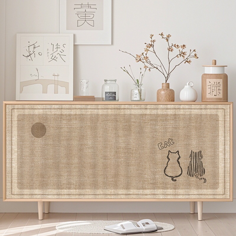 Wabi-Sabi Cat Cabinet Cover Curtain Kitchen Cabinet Concealing Curtain Storage Rack Dustproof Curtain Wardrobe No-Drill Curtain