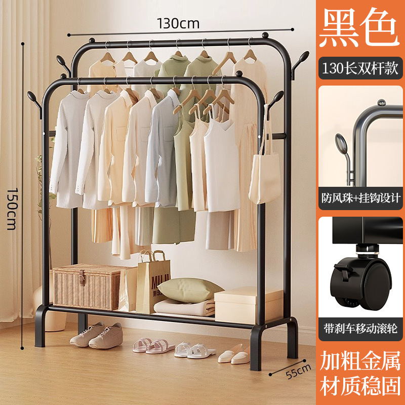 내하중 업그레이드 [길이 130CM 더블폴] 블랙 + 휠