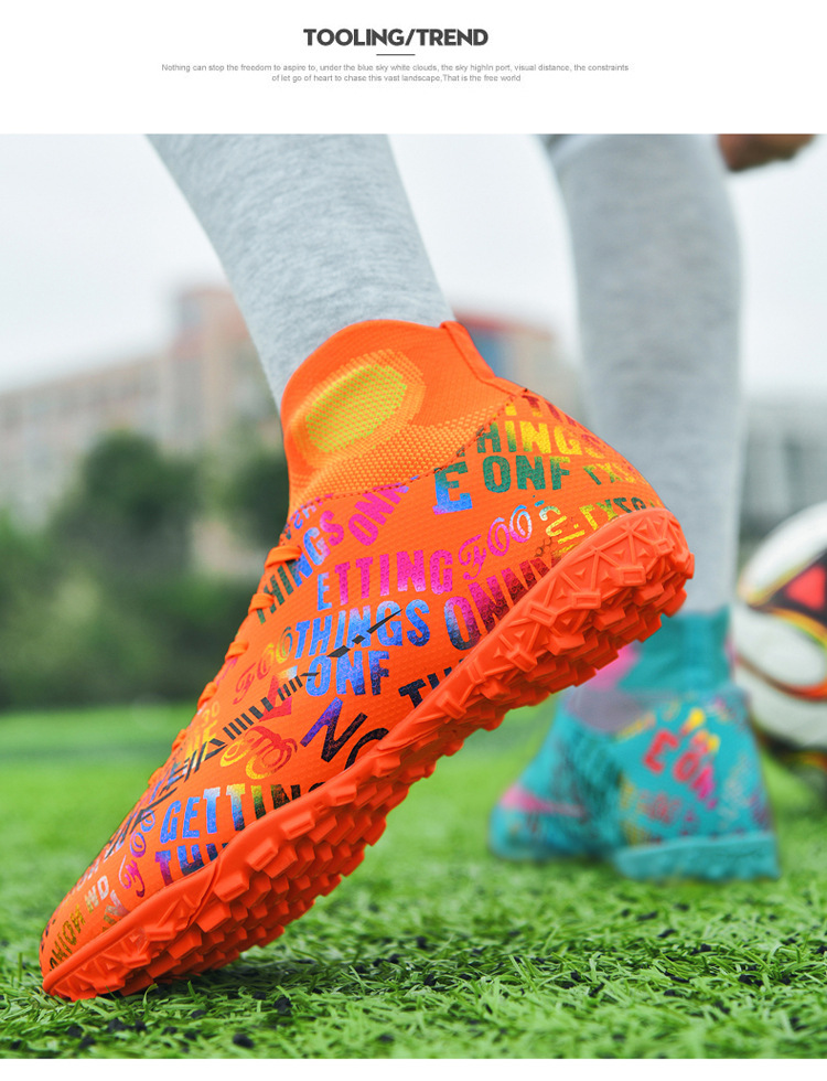 High Top Soccer Boots For Youth Competitive Training And Turf Play_voghion.com