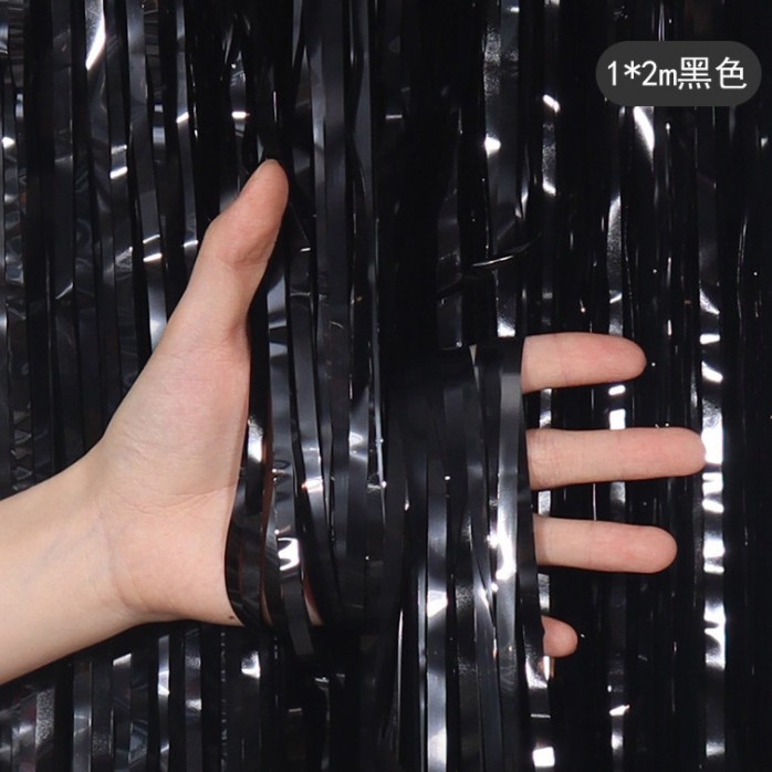 Nuevo 1*2 M cortina de seda de la lluvia película de aluminio boda fiesta de cumpleaños Fondo puerta cortina decoración Año Nuevo DISEÑO DE Navidad al por mayor