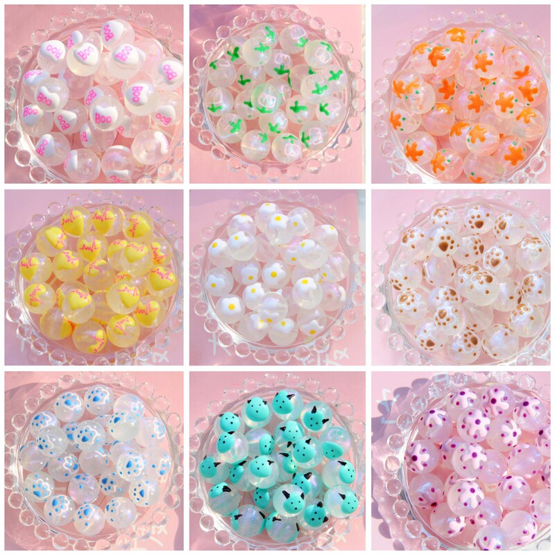 16mm luminous starry sky painted beads diy handmade beads loose beads DIY mobile phone chain bracelet Accessories Wholesale