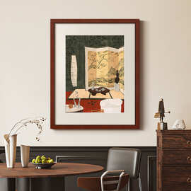 《绿幕雅酌》法式南洋中古风客厅装饰画日式复古餐厅玄关卧室挂画
