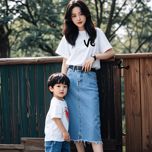 Family Matching T-Shirts 2025, for a Family of Three or Four, Short-Sleeved Baby Infant 100th Birthday Party Family Outfit, Beach Photoshoot Parent-Child Matching