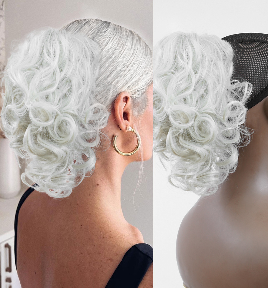 Comercio exterior transfronterizo Amazon peluca Cola de Caballo nuevo rizado alta temperatura de seda pinza modelado Cola de Caballo tocado