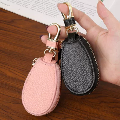Litchi naxışlı avtomobil açar çantası, unisex, sadə açarlıq asqısı