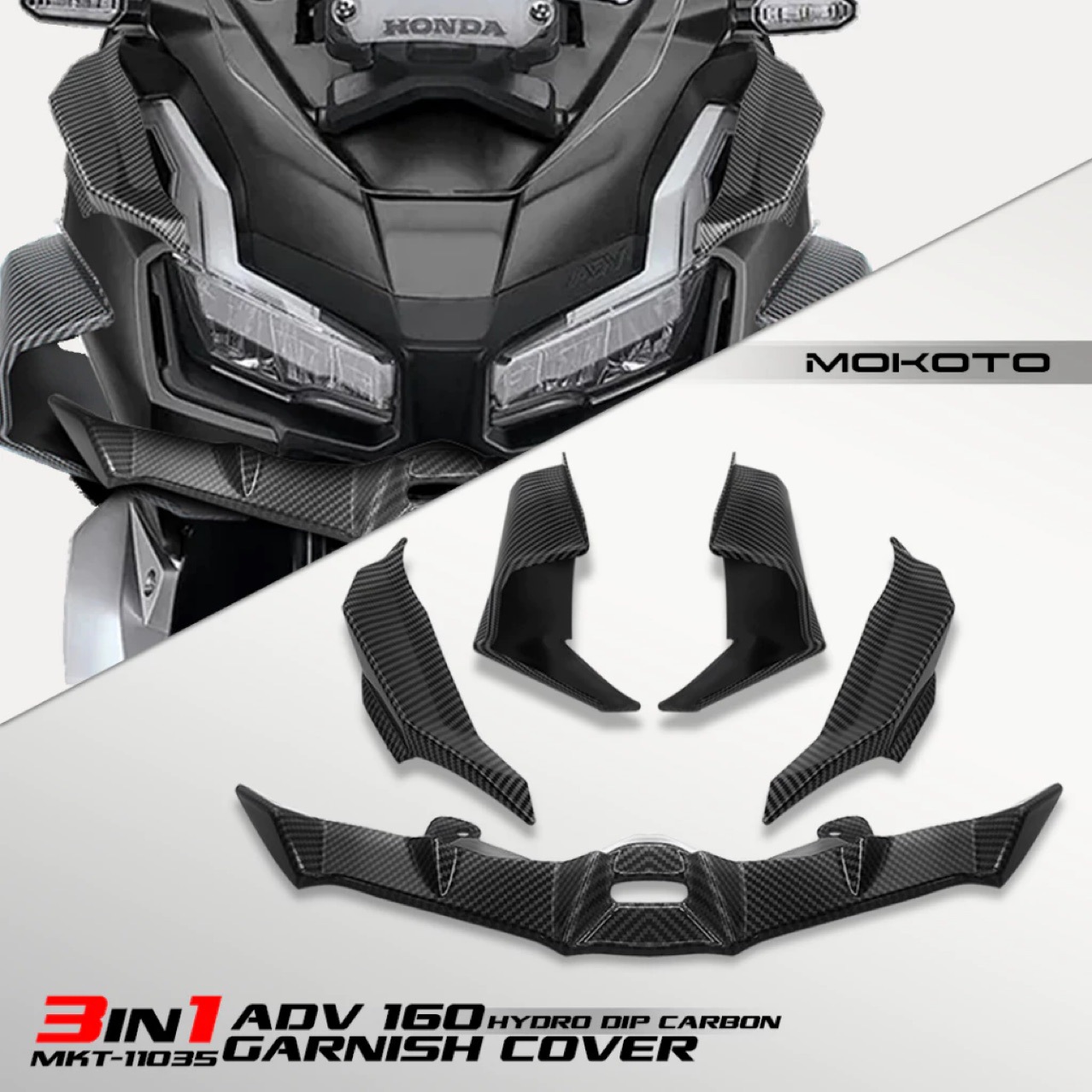 适用ADV160 22-24 改装车头前嘴定风翼 侧板导流罩进汽侧风翼