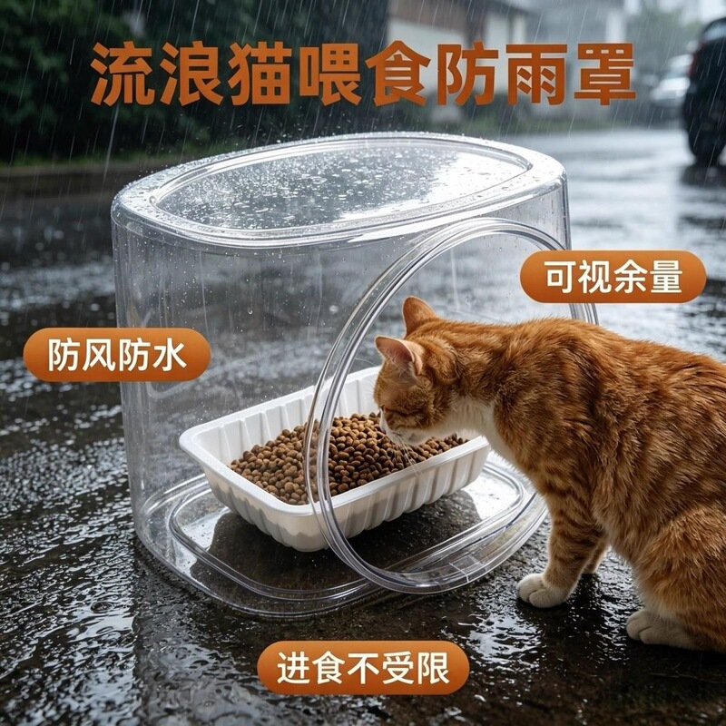 Rainproof Cat Bowl Cover for Outdoor Courtyard, Insect-Proof and Ant-Proof, Large Space Cat Food Cover, Simple Transparent Plastic Cat House for Home Use Rainproof Cat Bowl Cover for Outdoor Courtyard, Insect-Proof and Ant-Proof, Large Space Cat Food Cover, Simple Transparent Plastic Cat House for Home Use