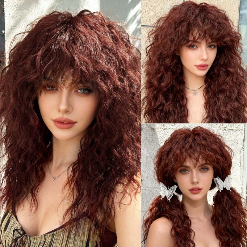 Cross-Border European and American African New Wig Natural Wool Curly Bangs Chemical Fiber Full Headgear High Temperature Silk Curly Wig