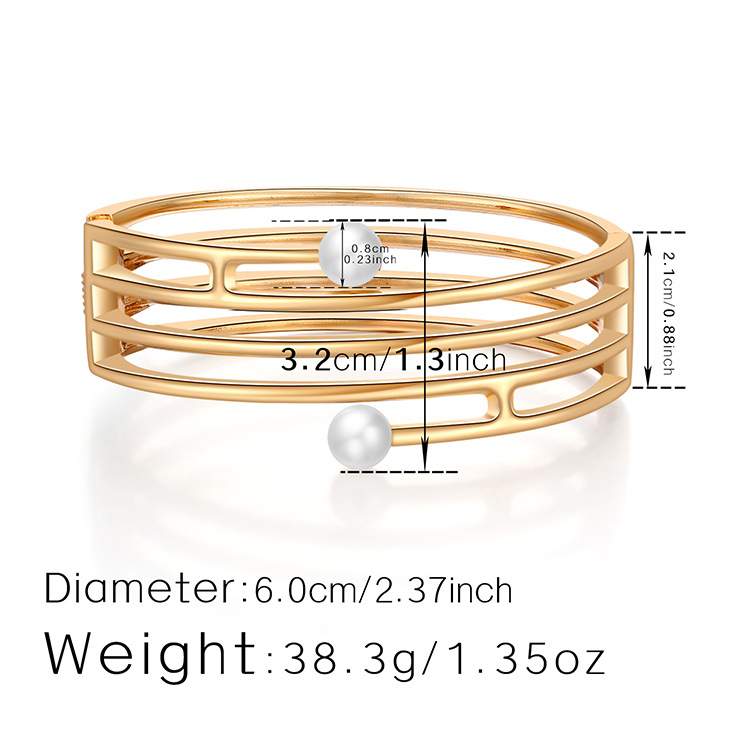 simple multi-layer hollow line-shaped double-headed pearl gold bracelet