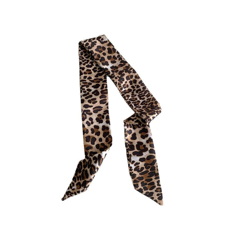Bufandas de seda para mujeres nuevo estilo americano retro estampado leopardo correa de cuello de mil pañuelos delgada bufandas de seda cinturón bufandas decorativas