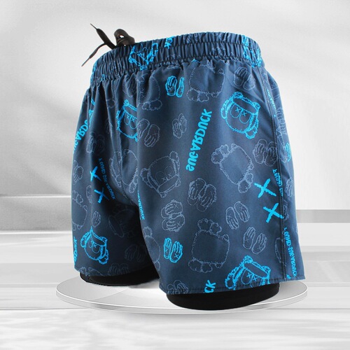 Men's sports shorts, popular summer double-layer quick-drying swimming trunks, anti-embarrassing swimming trunks, running fitness training shorts