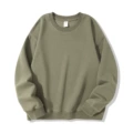 Light khaki velvet crew neck sweatshirt