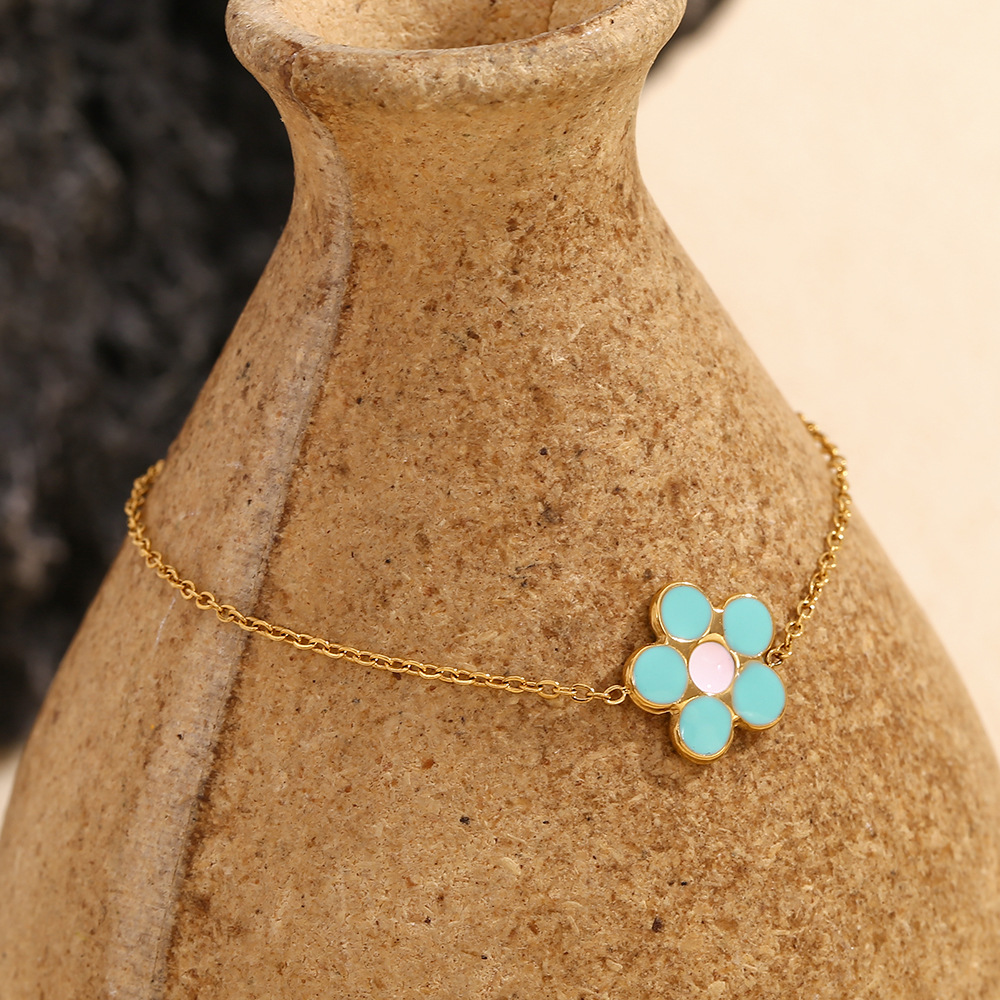 Flower Dripping Oil Stainless Steel Bracelet