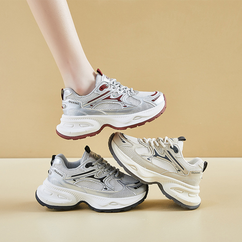 Zapatillas de Plataforma para Mujer Q6002 de PU, Malla y Caucho Con Elevación para Uso Diario image 3