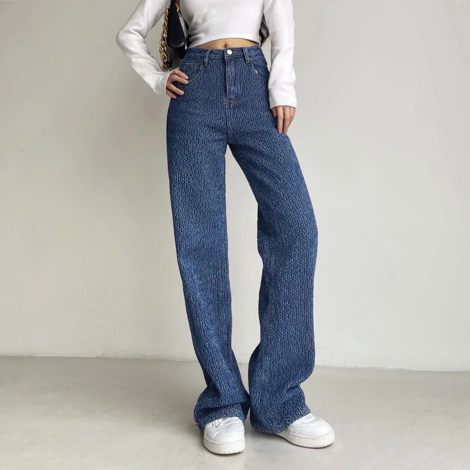 Knitted wide-leg jeans  NSHS35384