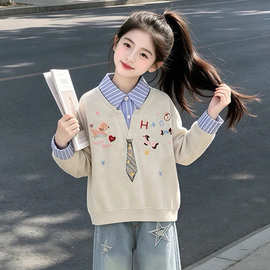 女大童超好看卫衣秋装2026新款初中生女孩洋气上衣儿童polo领衣服