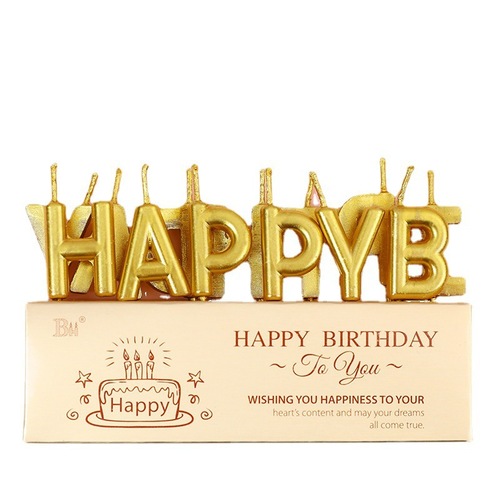 Tuhao gold happy birthday candle plug-in Internet celebrity ins gold silver letter candle cake decoration ornaments