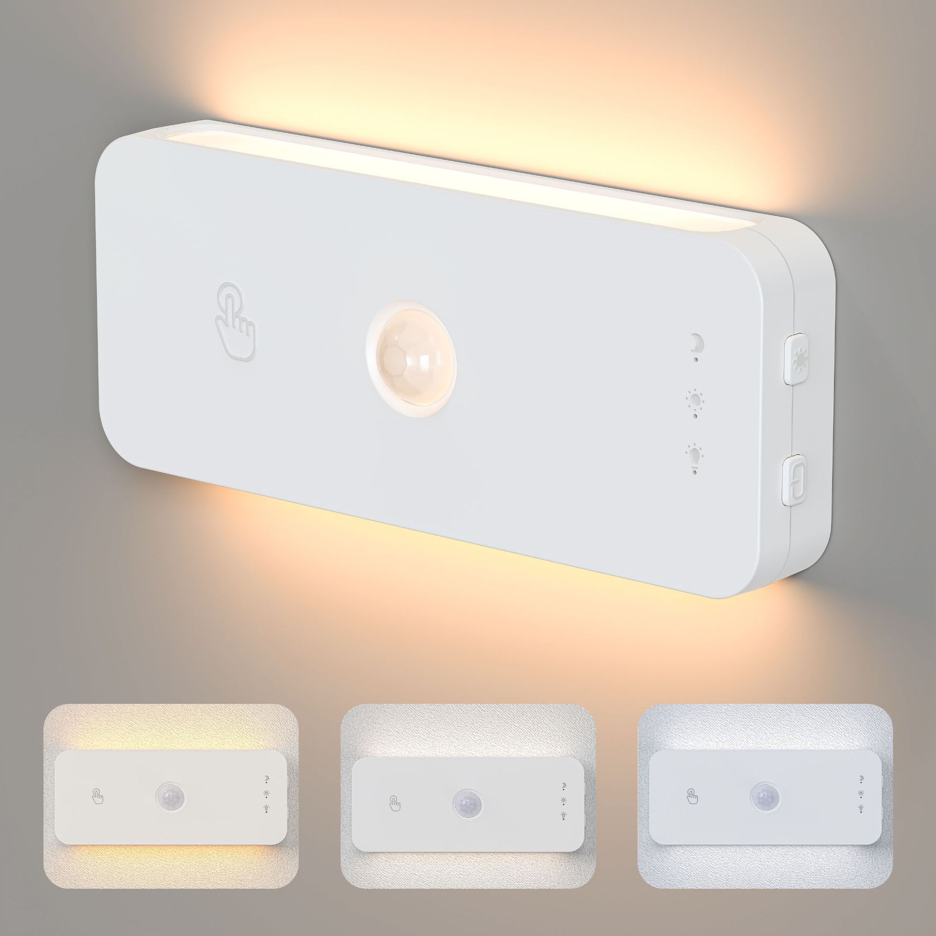 感应小夜灯圆形侧发光usb充电人体感应灯led夜灯智能充电式壁挂式