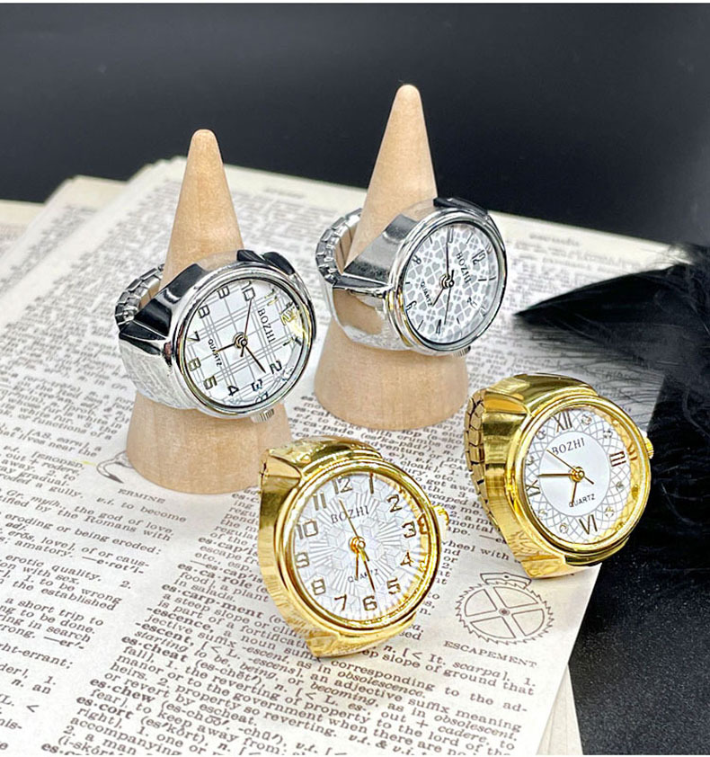 Daily, Street Occasion Quartz Movement Geometric Pattern Casual Retro Classic Style Geometric Quartz Watch Rings