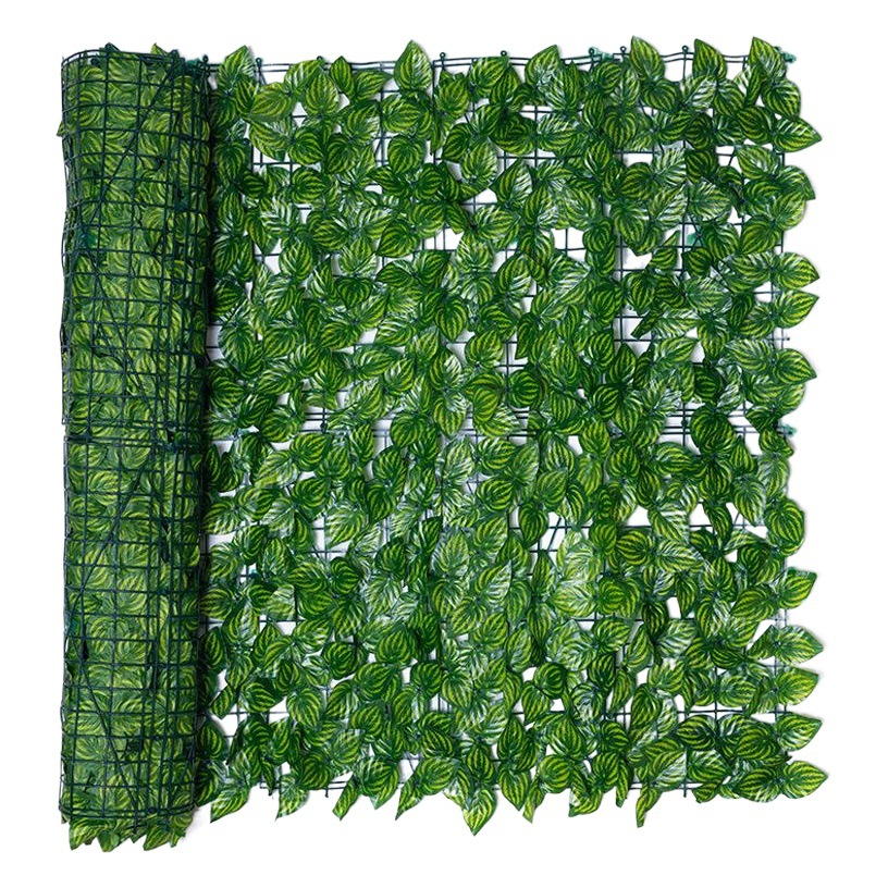 Valla artificial transfronteriza hoja de rábano verde balcón jardín planta decorativa ratán valla de plástico artificial valla de planta verde
