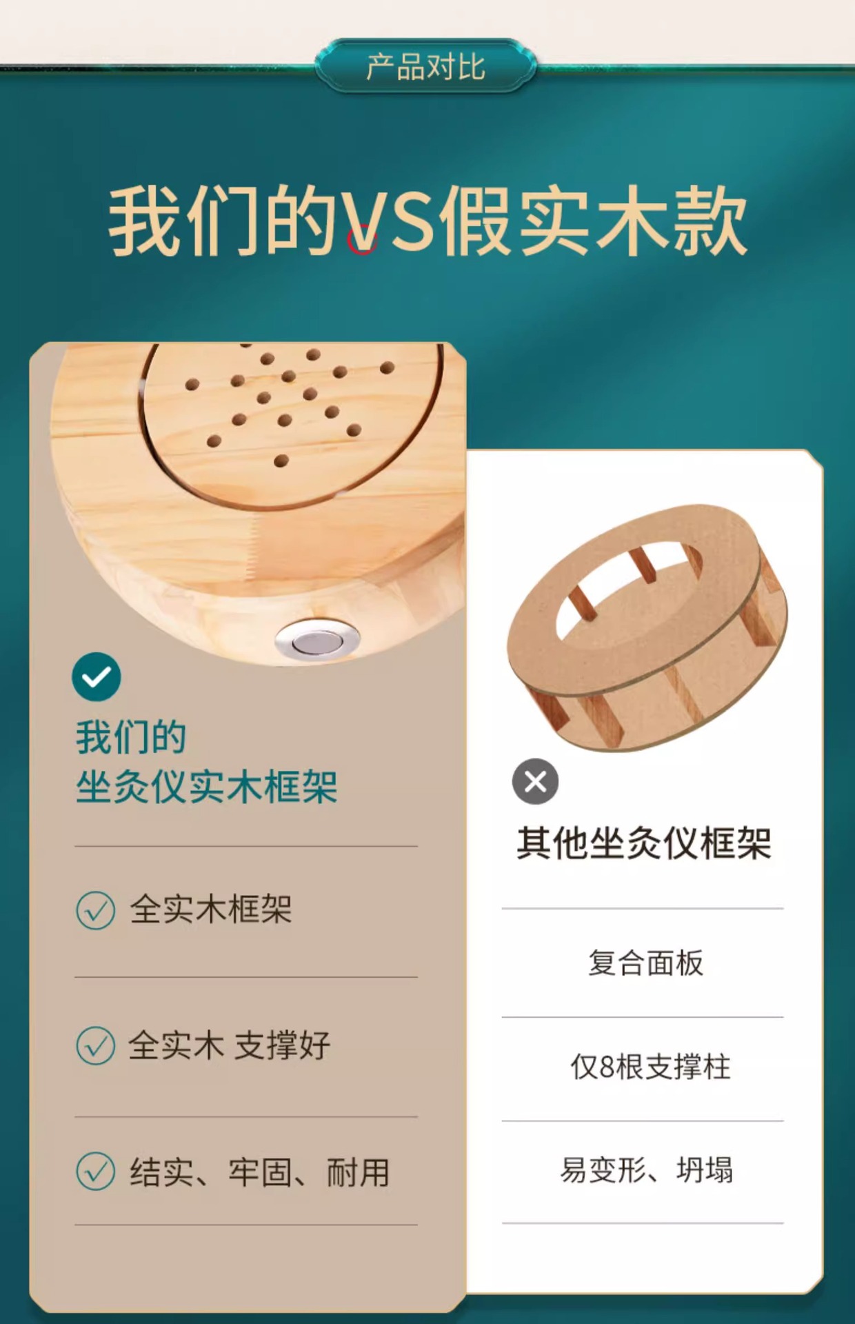 Solid Wood Moxibustion Sitting Stool with 108 Aged Moxa Cones for Home Warm Seated Therapy quality and texture
