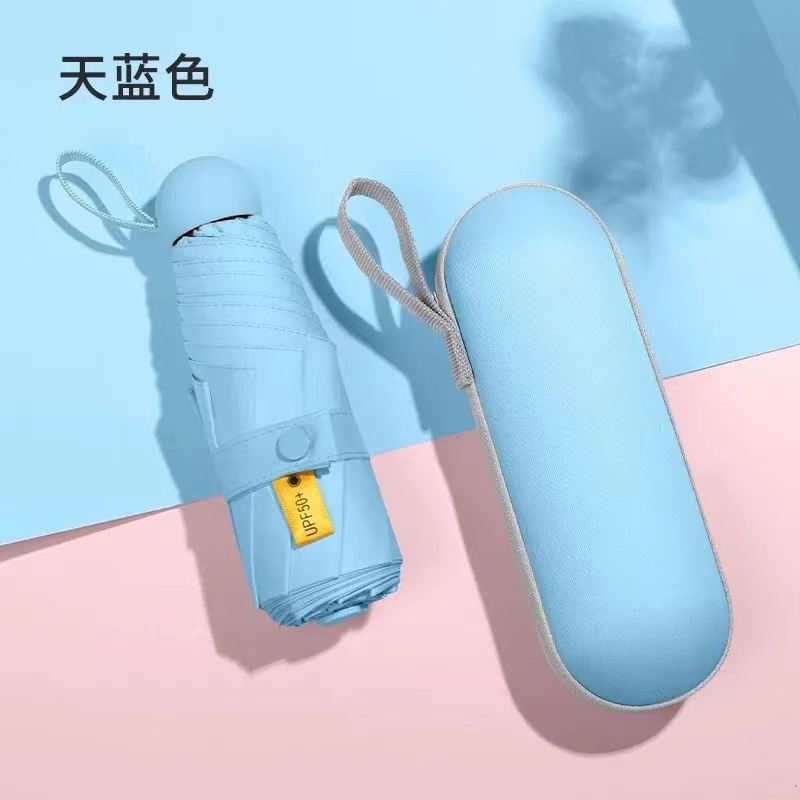 Mini plana seis paraguas de sol plegable protección solar paraguas de protección UV mujer publicidad personalizada pequeño paraguas de cápsula portátil