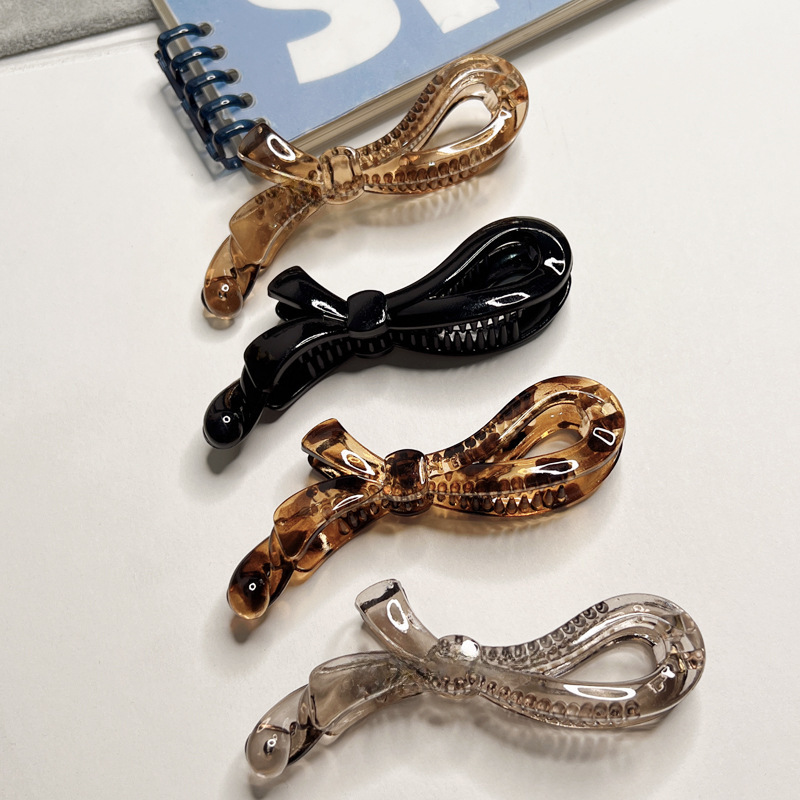 2024 Nuovo stile coreano Accessori per capelli con fiocco Fermaglio per capelli a banana intrecciato Temperamento femminile Fermaglio per capelli Ponail Fermaglio per capelli verticale_voghion.com