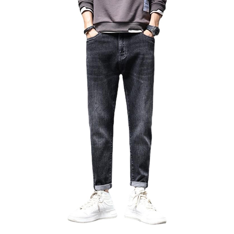 Pantalones de hombre de otoño 2021 Nuevos pantalones vaqueros elásticos rectos sueltos de hombre Pantalones casuales micro cónicos de primavera y otoño