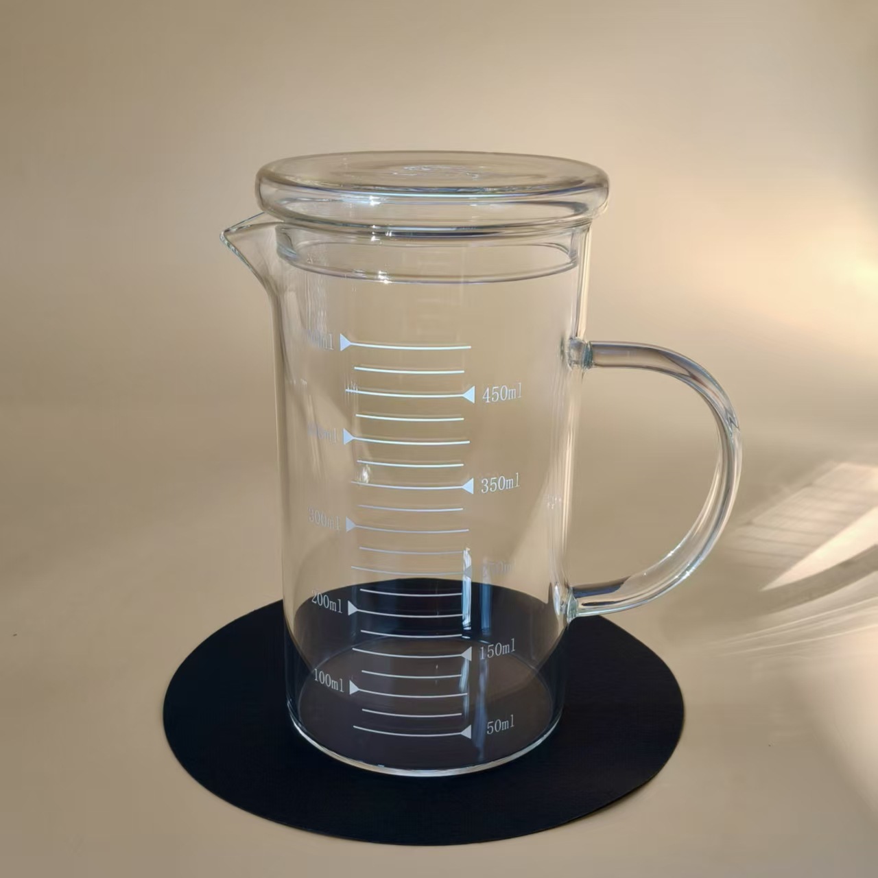 500ml 흰색 라벨 계량컵 유리 뚜껑
